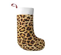 Dexnel Calze natalizie in velluto con motivo leopardato, grandi calze natalizie super morbide con polsino in peluche bianco, decorazione per casa e regali per le vacanze