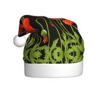 Dexnel Cappelli caldi invernali con stampa di fiori rossi primaverili 1 pezzo unisex regali di Natale adulti vacanza albero di Natale decorazione cappello di Babbo Natale