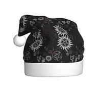 Dexnel Cappellini invernali caldi con simboli soprannaturali stampati neri 1 pezzo unisex regali di Natale adulti vacanze albero di Natale decorazione cappello di Babbo Natale