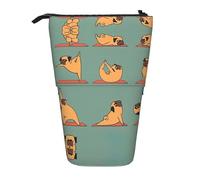 DEXNEL Carlino yoga carino portamatite in piedi, astuccio telescopico pop-up, scatola di cancelleria per studenti, ragazze, ragazzi, Nero , Taglia unica, Organizer per borse
