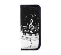 DEXNEL Custodia morbida per occhiali da sole con tasti di pianoforte con note musicali, custodia per occhiali ultra leggera resistente, morbida, perfetta per avventurieri all'aperto, Nero , M