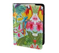 Dexnel Custodia per passaporto con stampa di piante tropicali e pappagalli, 1 pezzo, per viaggi, donne e uomini, graziosa custodia per passaporto da viaggio
