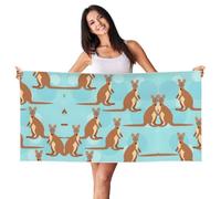 DEXNEL Divertente per il canguro Zoo Stampa Oversize Telo da spiaggia leggero Asciugamano da bagno Asciugamano da bagno Asciugamano da bagno Peach Skin Velvet Asciugamani ad asciugatura rapida