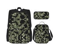 DEXNEL Grande capacità cane ananas zaino borsa pranzo astuccio combinazione 3 pezzi set, Dollar Sign Money, Taglia unica