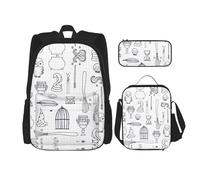DEXNEL Grande capacità canna da pesca zaino borsa pranzo astuccio combinazione 3 pezzi set, Diverse attrezzature per streghe, Taglia unica
