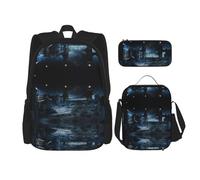 DEXNEL Grande capacità coccinella zaino borsa pranzo astuccio combinazione 3 pezzi set, Pietra tombale del cimitero, Taglia unica