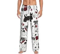 Dexnel Lovely Dogs Morbido Pigiama Pantaloni Per Gli Uomini, Classico Sonno Pantalone Comodo, Poliestere Pigiama Pantaloni Con Tasche, Nero , XXL