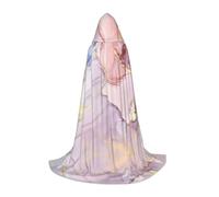 Dexnel Mantello con cappuccio in marmo viola e oro per adolescenti, gotico, fantasia, medievale, cosplay, teatro, teatro