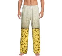 Dexnel Pantaloni morbidi del pigiama della bolla della birra per gli uomini, pantaloni classici del sonno comodi, pantaloni del pigiama in poliestere con tasche, bianco, XL