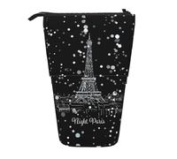 DEXNEL Porta matite con motivo Torre Eiffel Night Paris, grazioso astuccio telescopico, astuccio pop-up per studenti, ragazze, ragazzi, Nero , Taglia unica, Organizer per borse