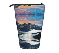 DEXNEL Portamatite telescopico con cielo vivido e cielo alpino con immagine di un cielo vivido sopra, astuccio telescopico, scatola di cancelleria per studenti, ragazze, ragazzi, Nero , Taglia unica