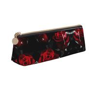 DEXNEL Red Rose 3 Astuccio in pelle per matite e cancelleria, carino astuccio portatile per trucchi, bianco, Taglia unica, Astuccio per trucchi