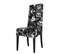 Dexnel Set di 1 coprisedia elasticizzati per sedie da pranzo, con teschio, stile punk, colore: bianco