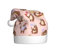 Dexnel Simpatico bradipo stampa invernale caldo cappellini 1 pezzo unisex regali di Natale adulto vacanza albero di Natale decorazione cappello di Babbo Natale