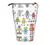 DEXNEL Simpatico portamatite a forma di robot in stile cartone animato, astuccio telescopico pop-up, scatola di cancelleria per studenti, ragazze, ragazzi, Nero , Taglia unica, Organizer per borse
