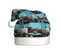 Dexnel Spa Teal Stampa Inverno Caldo Caps 1 Pezzi Unisex Regali di Natale Adulto Vacanze Albero di Natale Decorazione Cappello di Babbo Natale