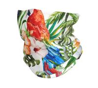 Dexnel Toucans Sciarpa scaldacollo con foglie di pappagallo, passamontagna multifunzionale con ghetta elastica, protezione dal vento