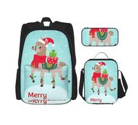 DEXNEL Zaino natalizio con lama e portapranzo, set di 3 zaini per la scuola abbinati per l'applicazione dell'universo, Nero, One Size, Set di zaini per la scuola