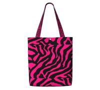 DEXNEL Zebra, Tiger Leopard Pink Canvas Medium Tote Bag, Borsa per la spesa riutilizzabile con sistema di chiusura a scatto, borse della spesa riutilizzabili