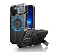 Dexnor Compatibile con Cover iPhone 13 Pro Max & iPhone 12 Pro Max con Copertura Della Fotocamera Scorrevole & Cavalletto Regolabile, Compatible MagSafe, Heavy Duty Robuste Antiurto Custodie - Nero
