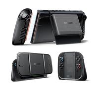 Dexnor Compatibile con Cover Switch 2 2025, Custodia Agganciabile con Impugnatura Trasformabile e Supporto Magnetico per Schede Rimovibile, con Capacità per 5 Giochi e 2 Schede SD - Nero
