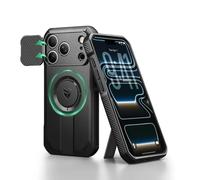 Dexnor Compatibile con Magnetica Cover iPhone 17 Pro con Copertura Della Fotocamera Pieghevole & Cavalletto Regolabile, Compatible MagSafe, Heavy Duty Robuste Antiurto Custodie - Nero