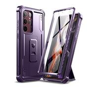 Dexnor Cover Compatibile con Samsung Galaxy S22 Ultra 5G Custodia con Proteggi Schermo Integrato Protezione Paraurti Antiurto per Tutto il Corpo di Grado Militare 360 con Supporto - Phantom Purple