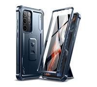 Dexnor Cover Compatibile con Samsung Galaxy S22 Ultra Custodia con protezione per lo Schermo integrata Resistente copertura protettiva per il corpo 360 con supporto - blu navy