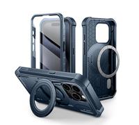 Dexnor Cover Magnetica per iPhone 15 Pro Cover Compatibile con MagSafe [Con pellicola protettiva a 360 ° e staffa],Heavy Duty Protezione Militare Grado Shockproof Cover protettiva - Blu navy