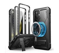 Dexnor Cover Magnetica per Samsung Galaxy S24 Cover, Compatibile con MagSafe 【Con pellicola protettiva a 360 ° e staffa】, Heavy Duty Protezione Militare Grado Shockproof Custodia - Nero