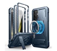 Dexnor Cover Magnetica per Samsung Galaxy S24 Plus Cover, Compatibile con MagSafe 【Con pellicola protettiva a 360 ° e staffa】, Heavy Duty Protezione Militare Grado Shockproof Custodia - Blu Marino