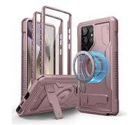 Dexnor Cover Magnetica per Samsung Galaxy S24 Ultra Cover, Compatibile con MagSafe 【Con pellicola protettiva a 360 ° e staffa】, Heavy Duty Protezione Militare Grado Shockproof Custodia -Polvere Peonia
