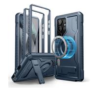 Dexnor Cover Magnetica per Samsung Galaxy S24 Ultra Cover, Compatibile con MagSafe 【Con pellicola protettiva a 360 ° e staffa】, Heavy Duty Protezione Militare Grado Shockproof Custodia - Blu Marino