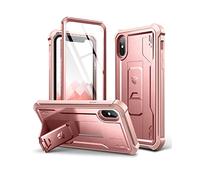 Dexnor Cover per iPhone XS MAX, Custodia con protezione per lo schermo integrata di grado Custodia protettiva resistente agli urti 360 completa con supporto - Rosa