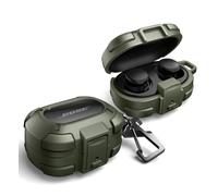 Dexnor Custodia compatibile con Bose QuietComfort Earbuds 2024, Secure Lock Clip Custodia robusta antiurto con moschettone e portachiavi - Verde militare