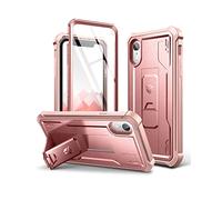 Dexnor Custodia Cover per IPhone XR con Protezione per lo Schermo Integrata Copertura Protettiva Antiurto Resistente agli urti Anteriore e Posteriore 360 con Supporto - Rosa