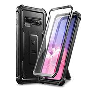 Dexnor Custodia Cover per Samsung Galaxy S10 plus con Protezione per lo Schermo Integrata Copertura Protettiva Antiurto Resistente agli urti Anteriore e Posteriore 360 con Supporto - Nero