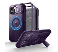 Dexnor Magnetica Cover Compatibile con iPhone 12/12 Pro con Copertura Della Fotocamera Scorrevole & Cavalletto Regolabile & Protezione Dello Schermo Integrata, Robuste Antiurto Custodie-Phantom Purple