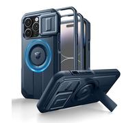 Dexnor Magnetica Cover Compatibile con iPhone 14 Pro con Copertura Della Fotocamera Scorrevole & Cavalletto Regolabile & Protezione Dello Schermo Integrata, Robuste Antiurto Custodie - Blu Marino