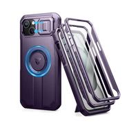 Dexnor Magnetica Cover Compatibile con iPhone 15 Plus/14 Plus con Copertura Della Fotocamera Scorrevole & Cavalletto Regolabile & Protezione Dello Schermo Integrata, Robuste Antiurto Custodie - Purple