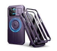 Dexnor Magnetica Cover Compatibile con iPhone 15 Pro Max con Copertura Della Fotocamera Scorrevole & Cavalletto Regolabile & Protezione Dello Schermo Integrata, Robuste Antiurto Custodie - Purple