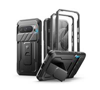 Dexnor per Cover Google Pixel 9 Pro con Copertura Integrata Della Fotocamera Scorrevole & Protezione dello Schermo & Kickstand, Custodia Resistente Agli urti Copertura Protettiva - Nero