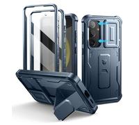 Dexnor per Cover Samsung Galaxy S24 Plus con Copertura integrata della fotocamera scorrevole & Protezione dello schermo & Kickstand, Custodia resistente agli urti Copertura protettiva - Blu Marino