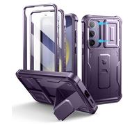 Dexnor per Cover Samsung Galaxy S24 Plus con Copertura integrata della fotocamera scorrevole & Protezione dello schermo & Kickstand, Custodia resistente agli urti Copertura protettiva - Phantom Purple