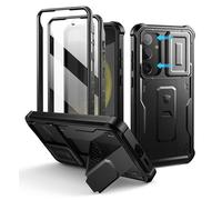 Dexnor per Cover Samsung Galaxy S24 Plus con Copertura integrata della fotocamera scorrevole & Protezione dello schermo & Kickstand, Custodia resistente agli urti Copertura protettiva - Nero