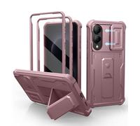Dexnor per Cover Samsung Galaxy S25 Edge con Copertura Integrata Della Fotocamera Scorrevole & Protezione Dello Schermo & Kickstand, Custodia Resistente Agli Urti Copertura Protettiva - Polvere Peonia