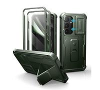 Dexnor per Cover Samsung Galaxy S25 Plus con Copertura Integrata Della Fotocamera Scorrevole & Protezione Dello Schermo & Kickstand, Custodia Resistente Agli Urti Copertura Protettiva - Verde Militare