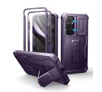 Dexnor per Cover Samsung Galaxy S25 Plus con Copertura Integrata Della Fotocamera Scorrevole & Protezione Dello Schermo & Kickstand, Custodia Resistente Agli Urti Copertura Protettiva - Phantom Purple