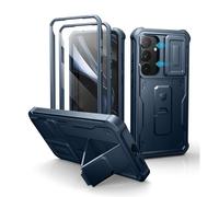 Dexnor per Cover Samsung Galaxy S25 Plus con Copertura Integrata Della Fotocamera Scorrevole & Protezione Dello Schermo & Kickstand, Custodia Resistente Agli Urti Copertura Protettiva - Blu Marino