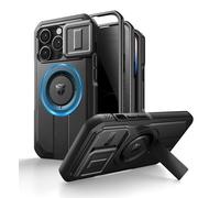 Dexnor per iPhone 14 Pro Cover con Copertura Scorrevole per Fotocamera, Supporto Regolabile e Protezione per la Privacy Dello Schermo, Copertura Protettiva Magnetica Resistente - Nero